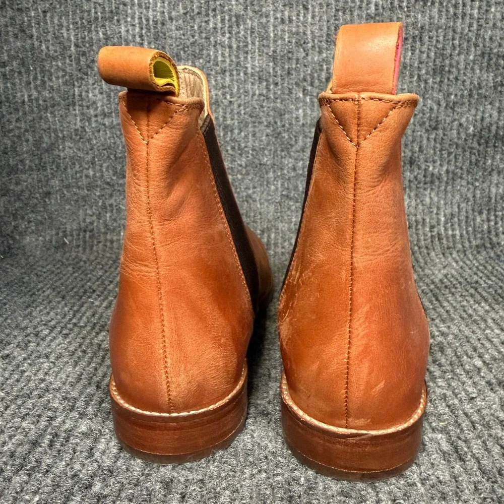 Joules Chelsea Boots UK 4 EU 37 US 6 Tan Leather Pull On Minimalist Casual India
